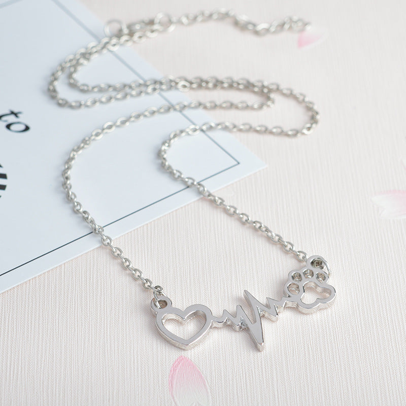 Heartbeat Paw Charm Necklace
