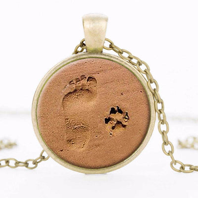 Paw & Footprint Friendship Goals Dog Necklace