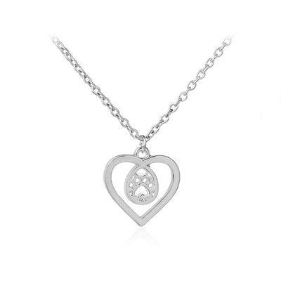 Twisted Heart  Puppy Paw Print in My Heart Necklace Set