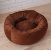 round dog bed with blanket