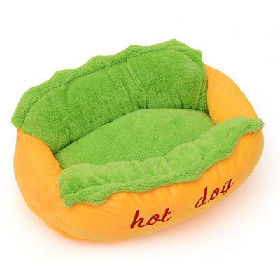 Hot Dog House Bed with Removable Cushion & Waterproof Bottom