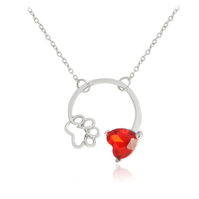 Friendship Goals Paw Print Birthstone Necklace - choose your memorial month