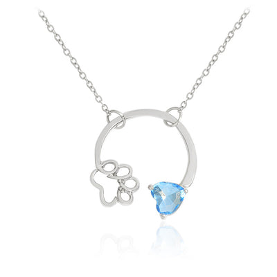 Friendship Goals Paw Print Birthstone Necklace - choose your memorial month