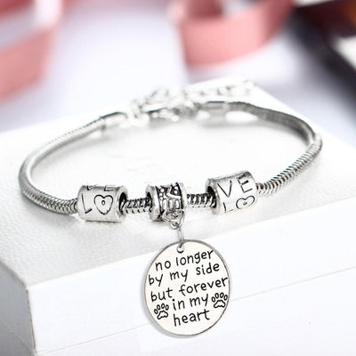 "No Longer By My Side But Forever In My Heart" Dog Bracelet