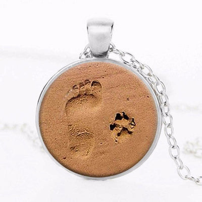 Paw & Footprint Friendship Goals Dog Necklace