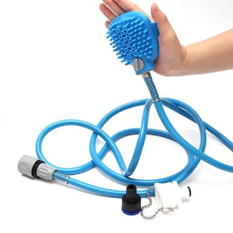 Wearable Combination Sprayer and Scrubber for Dog Bath
