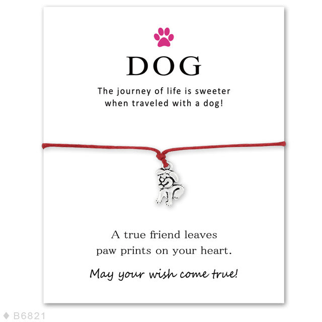 Infinity Love Dog Paw Prints Wish Card Bracelet