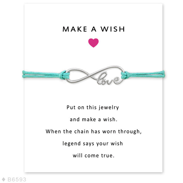 Infinity Love Dog Paw Prints Wish Card Bracelet